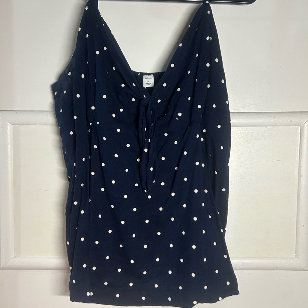 Polka Dot Sleeveless Navy Top